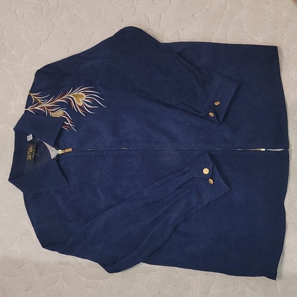 Bob Mackie wearable art embroidered womens 1x blazer full zip